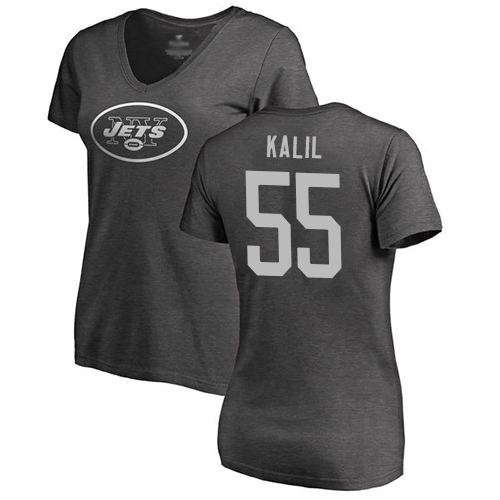 New York Jets Ash Women Ryan Kalil One Color NFL Football #55 T Shirt